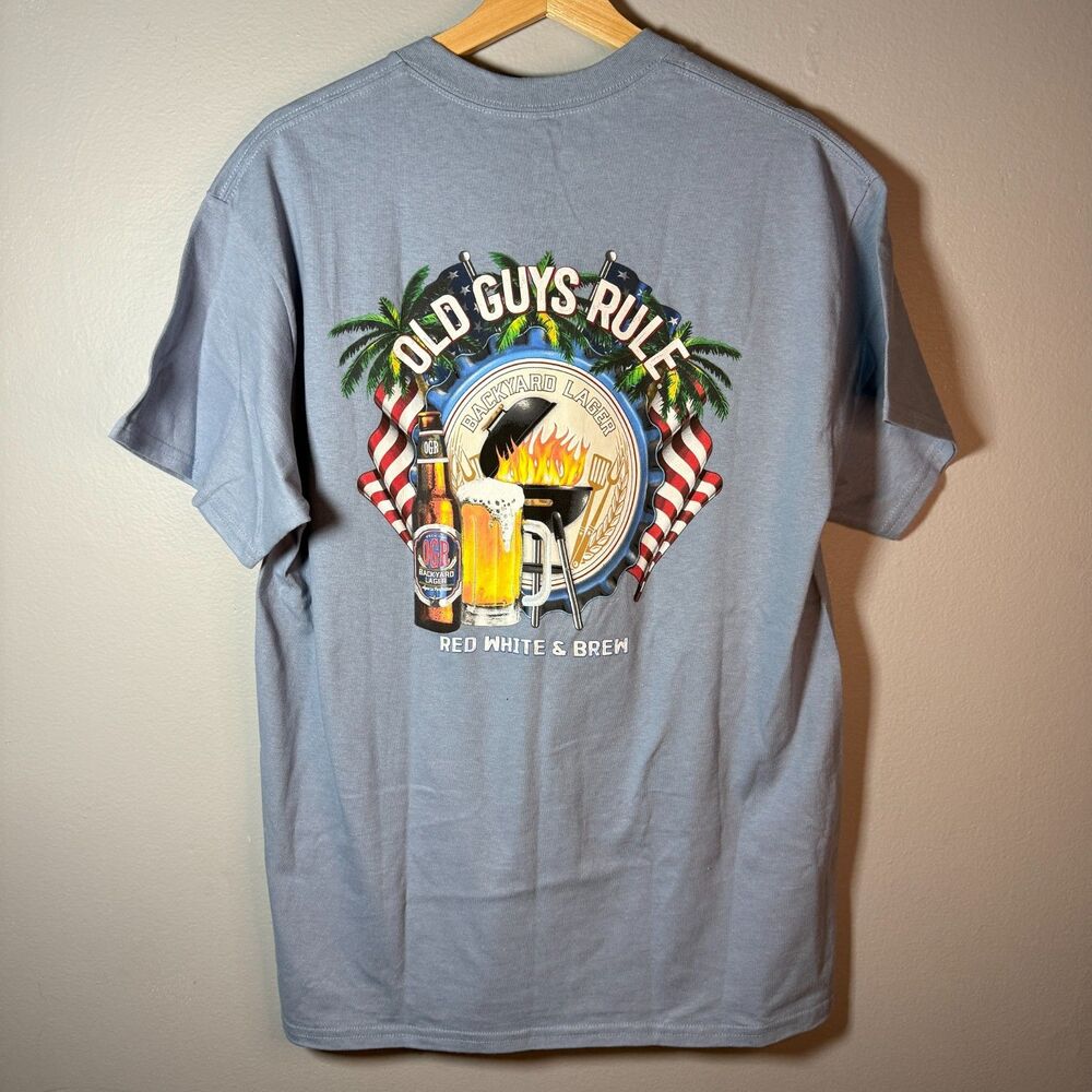 New Old Guys Rule T Shirt Red White & Brew Men's Size Large